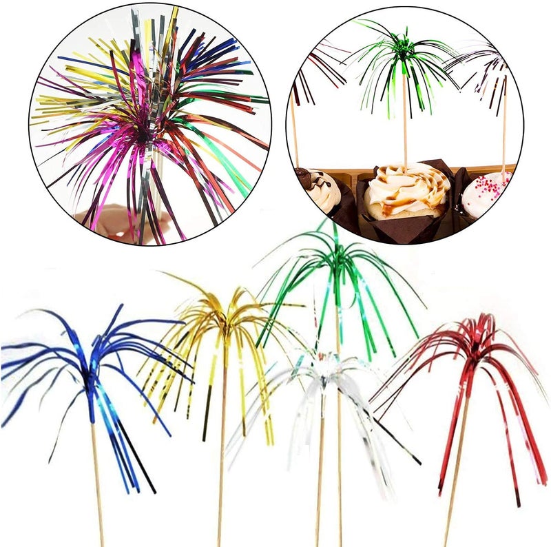 Ergonflow Cocktail Picks Firework Party Picks Ergonflow 100 Pcs Firework Cake Toppers, Sandwich & Cocktail Picks, Toothpicks for Cake Decoration, Party Supplies - Image 2